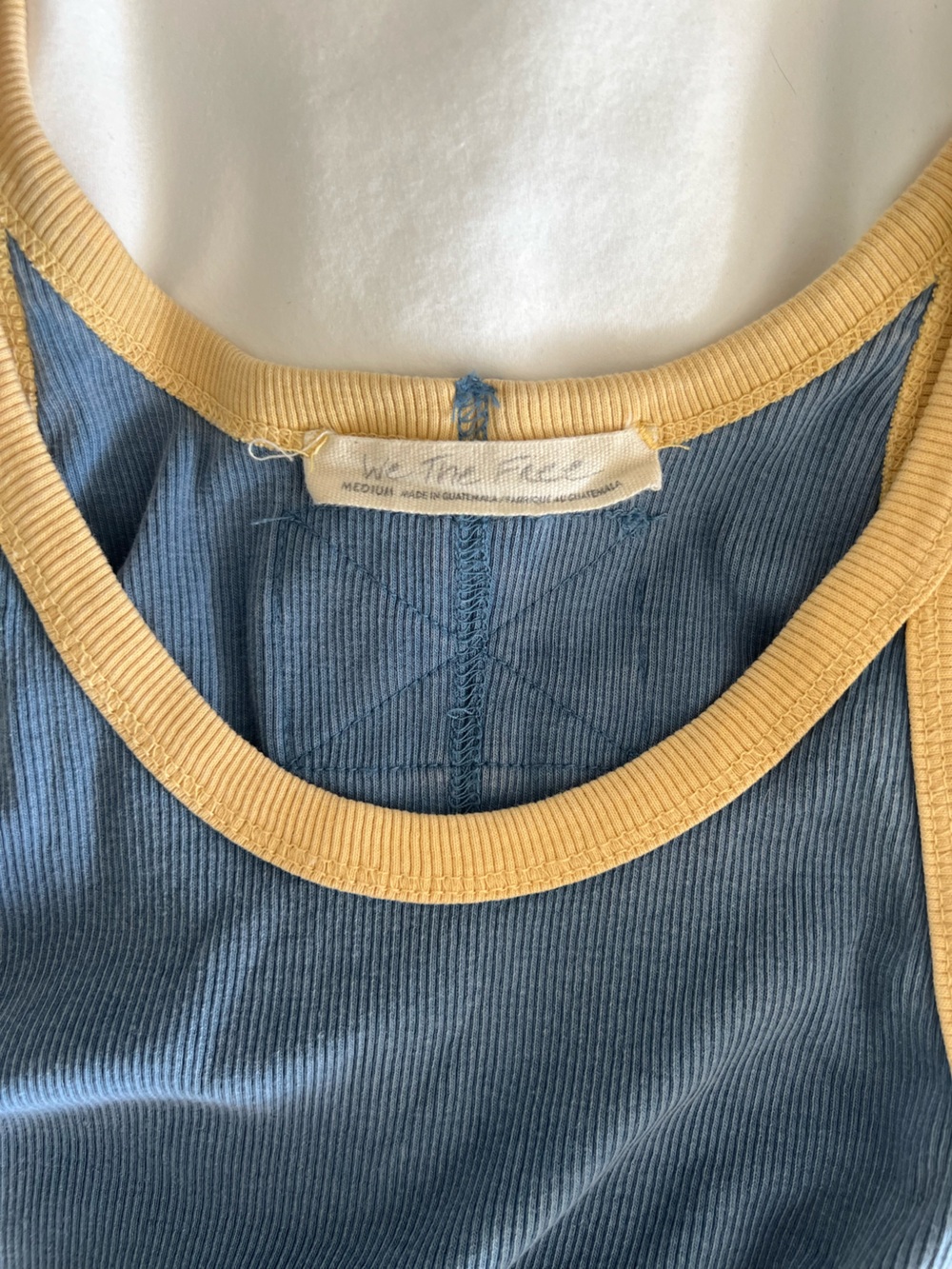 FREE PEOPLE  We the Free Ringer Tank Blue Yellow Trim Size Medium - Picture 6 of 6